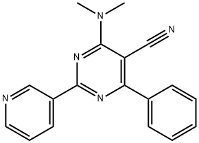 4-(DIMETHYLAMINO)-6-PHENYL-2-(3-PYRIDINYL)-5-PYRIMIDINECARBONITRILE 结构式