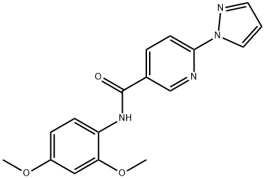 N-(2,4-DIMETHOXYPHENYL)-6-(1H-PYRAZOL-1-YL)NICOTINAMIDE 结构式