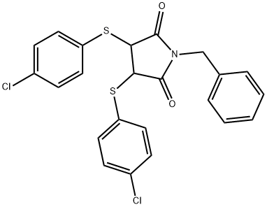 1-BENZYL-3,4-BIS[(4-CHLOROPHENYL)SULFANYL]DIHYDRO-1H-PYRROLE-2,5-DIONE 结构式