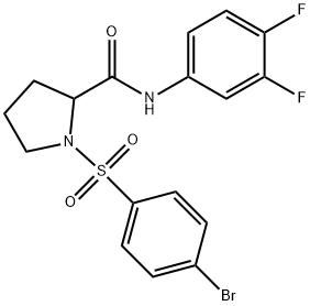1-[(4-BROMOPHENYL)SULFONYL]-N-(3,4-DIFLUOROPHENYL)-2-PYRROLIDINECARBOXAMIDE 结构式