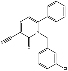 1-(3-CHLOROBENZYL)-2-OXO-6-PHENYL-1,2-DIHYDRO-3-PYRIDINECARBONITRILE 结构式