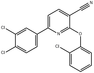 2-(2-CHLOROPHENOXY)-6-(3,4-DICHLOROPHENYL)NICOTINONITRILE 结构式
