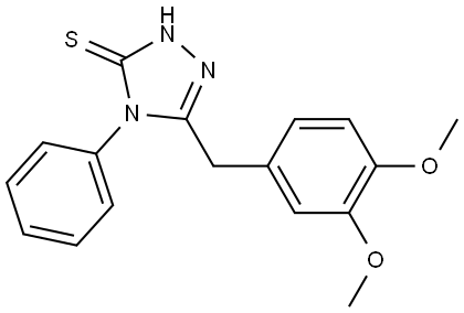 3-((3,4-Dimethoxyphenyl)methyl)-4-phenyl-1,2,4-triazoline-5-thione 结构式