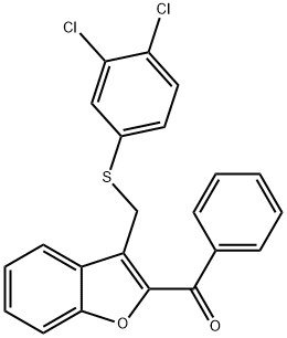 (3-([(3,4-Dichlorophenyl)sulfanyl]methyl)-1-benzofuran-2-yl)(phenyl)methanone 结构式