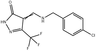 4-([(4-CHLOROBENZYL)AMINO]METHYLENE)-5-(TRIFLUOROMETHYL)-2,4-DIHYDRO-3H-PYRAZOL-3-ONE 结构式