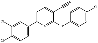 2-[(4-Chlorophenyl)sulfanyl]-6-(3,4-dichlorophenyl)nicotinonitrile 结构式