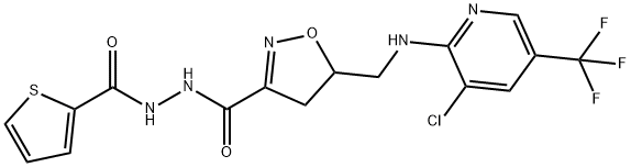 5-(([3-CHLORO-5-(TRIFLUOROMETHYL)-2-PYRIDINYL]AMINO)METHYL)-N'-(2-THIENYLCARBONYL)-4,5-DIHYDRO-3-ISOXAZOLECARBOHYDRAZIDE 结构式