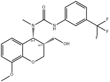 N-[3-(HYDROXYMETHYL)-8-METHOXY-3,4-DIHYDRO-2H-CHROMEN-4-YL]-N-METHYL-N'-[3-(TRIFLUOROMETHYL)PHENYL]UREA 结构式