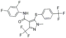 N-(2,4-DIFLUOROPHENYL)-1-METHYL-3-(TRIFLUOROMETHYL)-5-([4-(TRIFLUOROMETHYL)PHENYL]SULFANYL)-1H-PYRAZOLE-4-CARBOXAMIDE 结构式