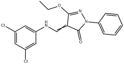 4-[(3,5-DICHLOROANILINO)METHYLENE]-5-ETHOXY-2-PHENYL-2,4-DIHYDRO-3H-PYRAZOL-3-ONE 结构式