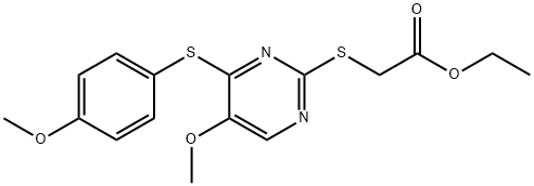 ETHYL 2-((5-METHOXY-4-[(4-METHOXYPHENYL)SULFANYL]-2-PYRIMIDINYL)SULFANYL)ACETATE 结构式