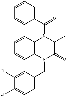 4-BENZOYL-1-(3,4-DICHLOROBENZYL)-3-METHYL-3,4-DIHYDRO-2(1H)-QUINOXALINONE 结构式