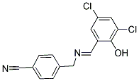 4-(([(3,5-DICHLORO-2-HYDROXYPHENYL)METHYLENE]AMINO)METHYL)BENZONITRILE 结构式