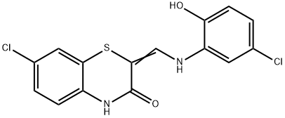 7-CHLORO-2-[(5-CHLORO-2-HYDROXYANILINO)METHYLENE]-2H-1,4-BENZOTHIAZIN-3(4H)-ONE 结构式