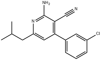 2-氨基-4-(3-氯苯基)-6-异丁基烟腈 结构式