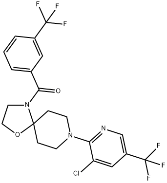 (8-[3-CHLORO-5-(TRIFLUOROMETHYL)-2-PYRIDINYL]-1-OXA-4,8-DIAZASPIRO[4.5]DEC-4-YL)[3-(TRIFLUOROMETHYL)PHENYL]METHANONE 结构式