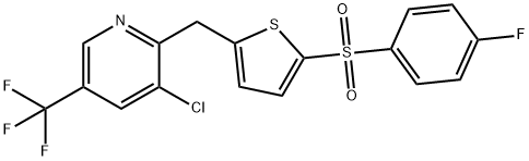 3-CHLORO-2-((5-[(4-FLUOROPHENYL)SULFONYL]-2-THIENYL)METHYL)-5-(TRIFLUOROMETHYL)PYRIDINE 结构式