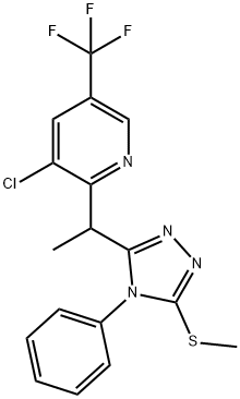 3-CHLORO-2-(1-[5-(METHYLSULFANYL)-4-PHENYL-4H-1,2,4-TRIAZOL-3-YL]ETHYL)-5-(TRIFLUOROMETHYL)PYRIDINE 结构式