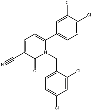 1-(2,4-DICHLOROBENZYL)-6-(3,4-DICHLOROPHENYL)-2-OXO-1,2-DIHYDRO-3-PYRIDINECARBONITRILE 结构式