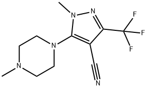 1-METHYL-5-(4-METHYLPIPERAZINO)-3-(TRIFLUOROMETHYL)-1H-PYRAZOLE-4-CARBONITRILE 结构式