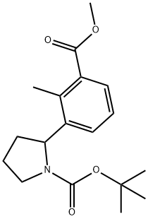 2-(3-METHOXYCARBONYL-2-METHYL-PHENYL)-PYRROLIDINE-1-CARBOXYLIC ACID TERT-BUTYL ESTER 结构式