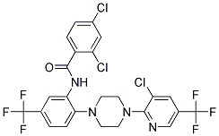 2,4-Dichloro-N-(2-(4-(3-chloro-5-(trifluoromethyl)-2-pyridinyl)piperazino)-5-(trifluoromethyl)phenyl)benzenecarboxamide 结构式