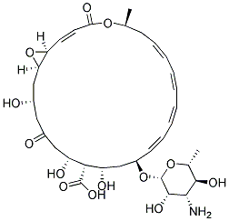 (2E,8E,10E,12E,14E)-(1S,6S,16S,18S,19S,20R,24R,26R)-16-((2R,3S,4S,5S,6R)-4-AMINO-3,5-DIHYDROXY-6-METHYL-TETRAHYDRO-PYRAN-2-YLOXY)-18,20,24-TRIHYDROXY-6-METHYL-4,22-DIOXO-5,27-DIOXA-BICYCLO[24.1.0]HEPTACOSA-2,8,10,12,14-PENTAENE-19-CARBOXYLIC ACID 结构式