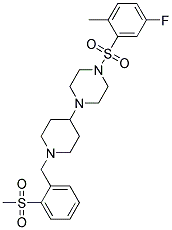 1-[(5-FLUORO-2-METHYLPHENYL)SULFONYL]-4-(1-[2-(METHYLSULFONYL)BENZYL]PIPERIDIN-4-YL)PIPERAZINE 结构式