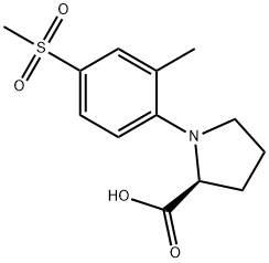 1-[(2-METHYL-4-METHYLSULFONYL)PHENYL]PYRROLIDINE-2-CARBOXYLIC ACID 结构式