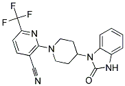 2-[4-(2-OXO-2,3-DIHYDRO-1H-BENZIMIDAZOL-1-YL)PIPERIDIN-1-YL]-6-(TRIFLUOROMETHYL)NICOTINONITRILE 结构式