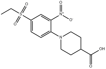 1-[4-(ETHYLSULFONYL)-2-NITROPHENYL]PIPERIDINE-4-CARBOXYLIC ACID 结构式