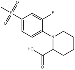 1-[2-FLUORO-4-(METHYLSULFONYL)PHENYL]PIPERIDINE-2-CARBOXYLIC ACID 结构式