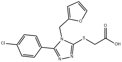 2-{[5-(4-氯苯基)-4-(呋喃-2-基甲基)-4H-1,2,4-三唑-3-基]硫基}乙酸 结构式