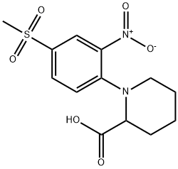 1-[4-(METHYLSULFONYL)-2-NITROPHENYL]PIPERIDINE-2-CARBOXYLIC ACID 结构式