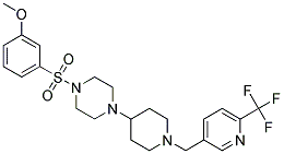 1-[(3-METHOXYPHENYL)SULFONYL]-4-(1-([6-(TRIFLUOROMETHYL)PYRIDIN-3-YL]METHYL)PIPERIDIN-4-YL)PIPERAZINE 结构式