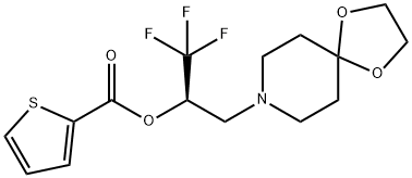 (R)-1,1,1-三氟-3-(1,4-二噁烷-8-氮杂螺环并[4.5]癸烷-8-基)丙烷-2-基噻吩-2-羧酸酯 结构式