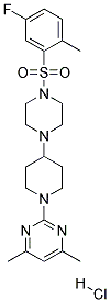 2-(4-(4-[(5-FLUORO-2-METHYLPHENYL)SULFONYL]PIPERAZIN-1-YL)PIPERIDIN-1-YL)-4,6-DIMETHYLPYRIMIDINE HYDROCHLORIDE 结构式