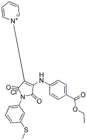 1-{4-[4-(ethoxycarbonyl)anilino]-1-[3-(methylthio)phenyl]-2,5-dioxo-2,5-dihydro-1H-pyrrol-3-yl}pyridinium chloride 结构式
