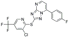 2-((3-Chloro-5-(trifluoromethyl)-2-pyridinyl)sulfanyl)-7-(4-fluorophenyl)(1,2,4)triazolo[1,5-a]pyrimidine 结构式