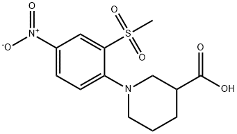 1-[2-(METHYLSULFONYL)-4-NITROPHENYL]PIPERIDINE-3-CARBOXYLIC ACID 结构式