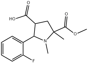 2-(2-FLUOROPHENYL)-5-(METHOXYCARBONYL)-1,5-DIMETHYL-3-PYRROLIDINECARBOXYLIC ACID 结构式