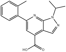 6-(2-甲基苯基)-1-(丙-2-基)-1H-吡唑并[3,4-B]吡啶-4-羧酸 结构式