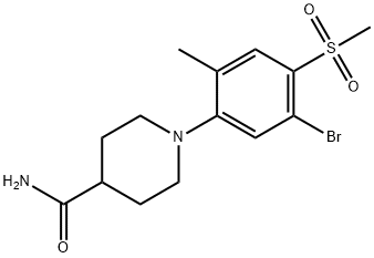 1-[(5-Bromo-2-methyl-4-methylsulfonyl)phenyl]piperidine-4-carboxamide 结构式