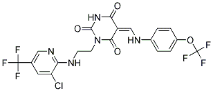 1-(2-((3-Chloro-5-(trifluoromethyl)-2-pyridinyl)amino)ethyl)-5-((4-(trifluoromethoxy)anilino)methylene)-2,4,6(1H,3H,5H)-pyrimidinetrione 结构式