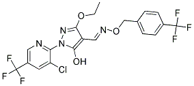 1-(3-Chloro-5-(trifluoromethyl)-2-pyridinyl)-3-ethoxy-5-hydroxy-1H-pyrazole-4-carbaldehyde O-(4-(trifluoromethyl)benzyl) oxime 结构式