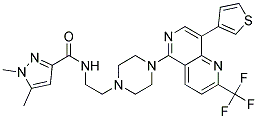 1,5-DIMETHYL-N-(2-(4-[8-(3-THIENYL)-2-(TRIFLUOROMETHYL)-1,6-NAPHTHYRIDIN-5-YL]PIPERAZIN-1-YL)ETHYL)-1H-PYRAZOLE-3-CARBOXAMIDE 结构式