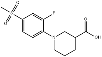 1-[2-FLUORO-4-(METHYLSULFONYL)PHENYL]PIPERIDINE-3-CARBOXYLIC ACID 结构式