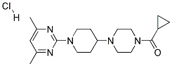 2-(4-[4-(CYCLOPROPYLCARBONYL)PIPERAZIN-1-YL]PIPERIDIN-1-YL)-4,6-DIMETHYLPYRIMIDINE HYDROCHLORIDE 结构式