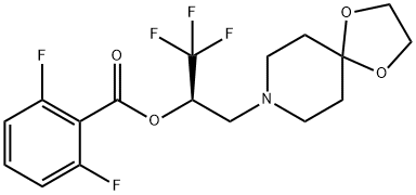 (R)-1,1,1-三氟-3-(1,4-二噁烷-8-氮杂螺环并[4.5]癸烷-8-基)丙烷-2-基2,6-二氟苯甲酸酯 结构式