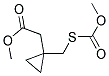 (1-Methoxycarbonylsulfanylmethyl-cyclopropyl)-acetic acid methyl ester 结构式